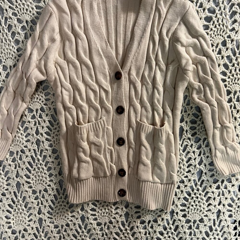 NWOT Cream Sz Small Knitted Button Sweater Long Sleeve Cardigan C08‎